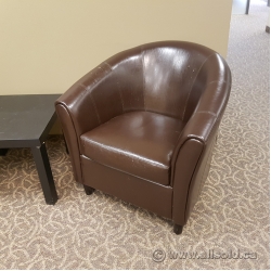 Brown Leather Guest Reception Tub Chair